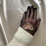 Short Gloves, "Heart" in Black - Stashe