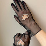 Short Gloves, "Heart" in Black - Stashe