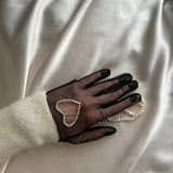 Short Gloves, "Heart" in Black - Stashe