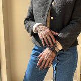 Short Gloves, "Moon & Snake" in Black - Stashe