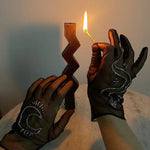 Short Gloves, "Moon & Snake" in Black - Stashe