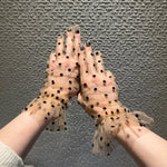 Short Gloves, "Polka Dot” in Beige - Stashe