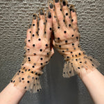 Short Gloves, "Polka Dot” in Beige - Stashe