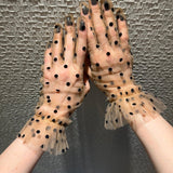 Short Gloves, "Polka Dot” in Beige - Stashe