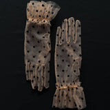 Short Gloves, "Polka Dot” in Beige - Stashe