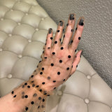 Short Gloves, "Polka Dot” in Beige - Stashe