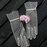 Short Gloves, "Polka Dot” in White - Stashe