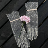 Short Gloves, "Polka Dot” in White - Stashe