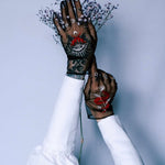 Short Gloves, "Tarot" in Black - Stashe