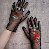Short Gloves, "Tarot" in Black - Stashe