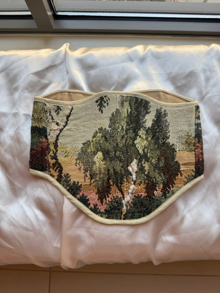 Vintage Tapestry Back Lace - up Corset Belt, “Birchglade” - Stashe