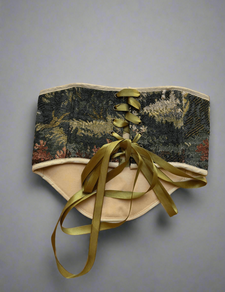 Vintage Tapestry Back Lace - up Corset Belt, “Birchglade” - Stashe