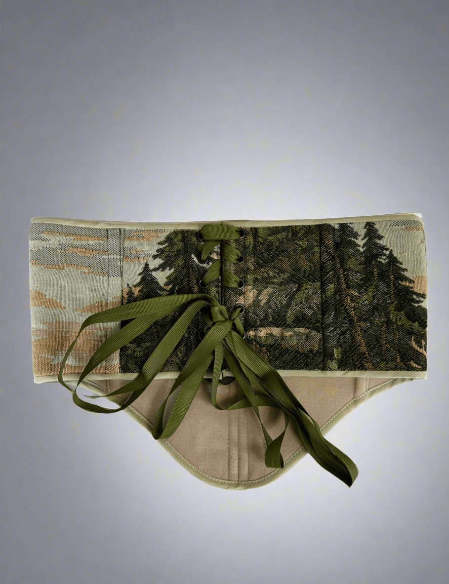 Vintage Tapestry Back Lace - up Corset Belt, "Elk” pattern - Stashe