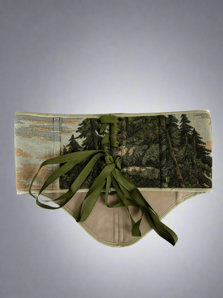 Vintage Tapestry Back Lace - up Corset Belt, "Elk” pattern - Stashe