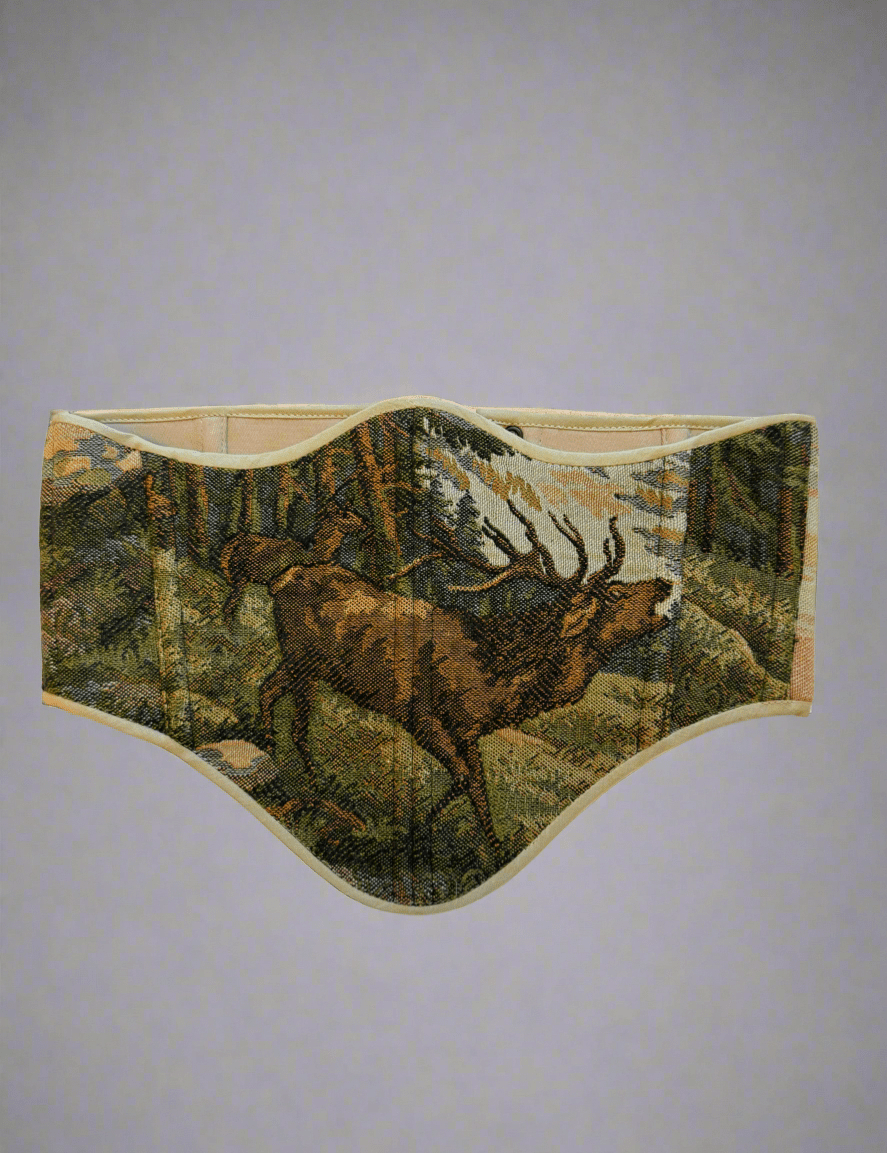 Vintage Tapestry Back Lace - up Corset Belt, "Elk” pattern - Stashe