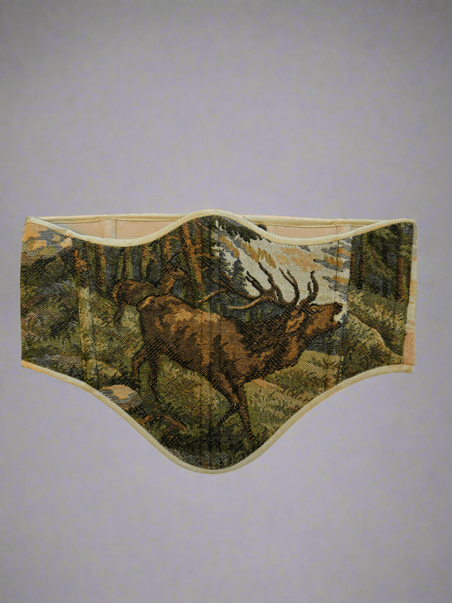 Vintage Tapestry Back Lace - up Corset Belt, "Elk” pattern - Stashe