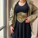 Vintage Tapestry Back Lace - up Corset Belt, "Elk” pattern - Stashe