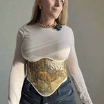 Vintage Tapestry Back Lace - up Corset Belt, "Elk” pattern - Stashe