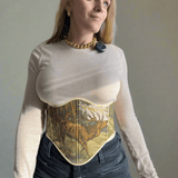 Vintage Tapestry Back Lace - up Corset Belt, "Elk” pattern - Stashe