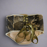 Vintage Tapestry Back Lace - up Corset Belt, "Forest Scene” pattern - Stashe