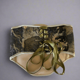 Vintage Tapestry Back Lace - up Corset Belt, "Forest Scene” pattern - Stashe