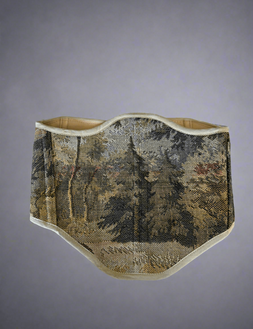 Vintage Tapestry Back Lace - up Corset Belt, "Forest Scene” pattern - Stashe
