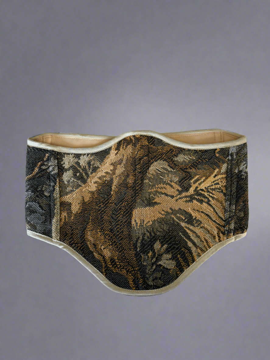 Vintage Tapestry Back Lace - up Corset Belt, "Rye” pattern - Stashe