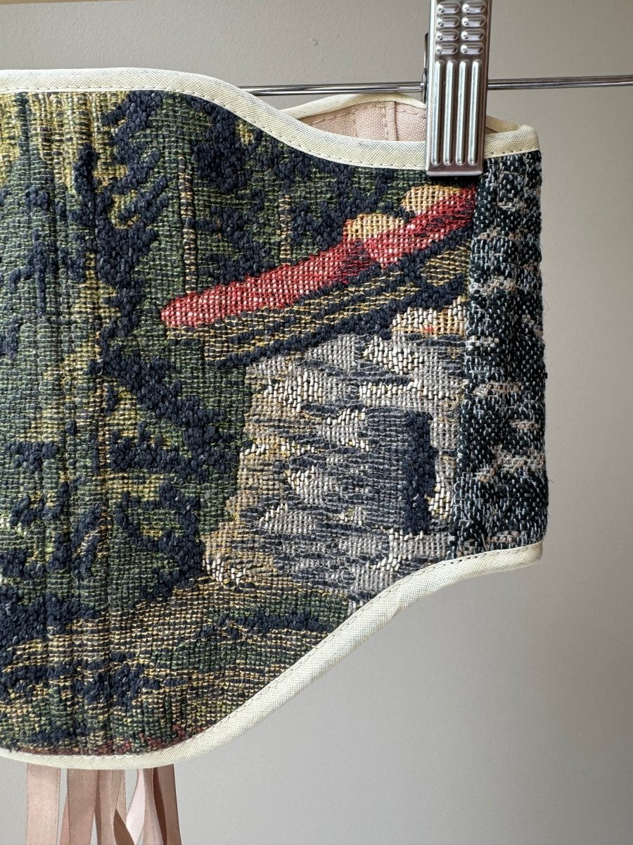 Vintage Tapestry Back Lace - up Corset Belt, "Stone House” pattern - Stashe