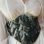 Vintage Tapestry Back Lace - up Corset Belt, "Winter Forest” Pattern - Stashe