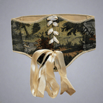 Vintage Tapestry Front Lace - up Corset Belt, “Brushline” - Stashe