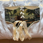 Vintage Tapestry Front Lace - up Corset Belt, “Brushline” - Stashe