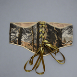 Vintage Tapestry Front Lace - up Corset Belt, "Camwood” - Stashe
