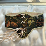 Vintage Tapestry Front Lace - up Corset Belt, “Forest Hares” pattern - Stashe