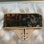 Vintage Tapestry Front Lace - up Corset Belt, “Forest Hares” pattern - Stashe