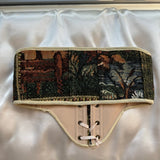 Vintage Tapestry Front Lace - up Corset Belt, “Forest Hares” pattern - Stashe