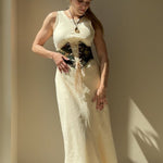 Vintage Tapestry Front Lace - up Corset Belt, “Forest Hares” pattern - Stashe