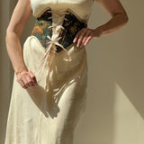 Vintage Tapestry Front Lace - up Corset Belt, “Forest Hares” pattern - Stashe