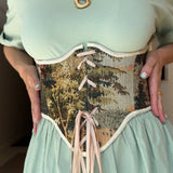 Vintage Tapestry Front Lace - up Corset Belt, "Sunlight in Wilderness” Pattern - Stashe