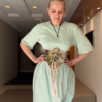 Vintage Tapestry Front Lace - up Corset Belt, "Sunlight in Wilderness” Pattern - Stashe