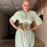 Vintage Tapestry Front Lace - up Corset Belt, "Sunlight in Wilderness” Pattern - Stashe