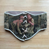 Vintage Tapestry Lace - up Corset Belt, “Girl and Boy on a Lawn” pattern - Stashe