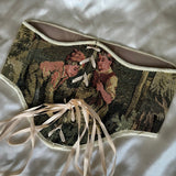 Vintage Tapestry Lace - up Corset Belt, “Girl and Boy on a Lawn” pattern - Stashe