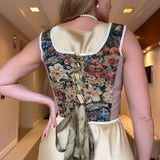 Lace-up Vintage Tapestry Corset Top, "Deers” Pattern