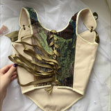 Lace-up Vintage Tapestry Corset Top, "Wandering in the Forest” Pattern