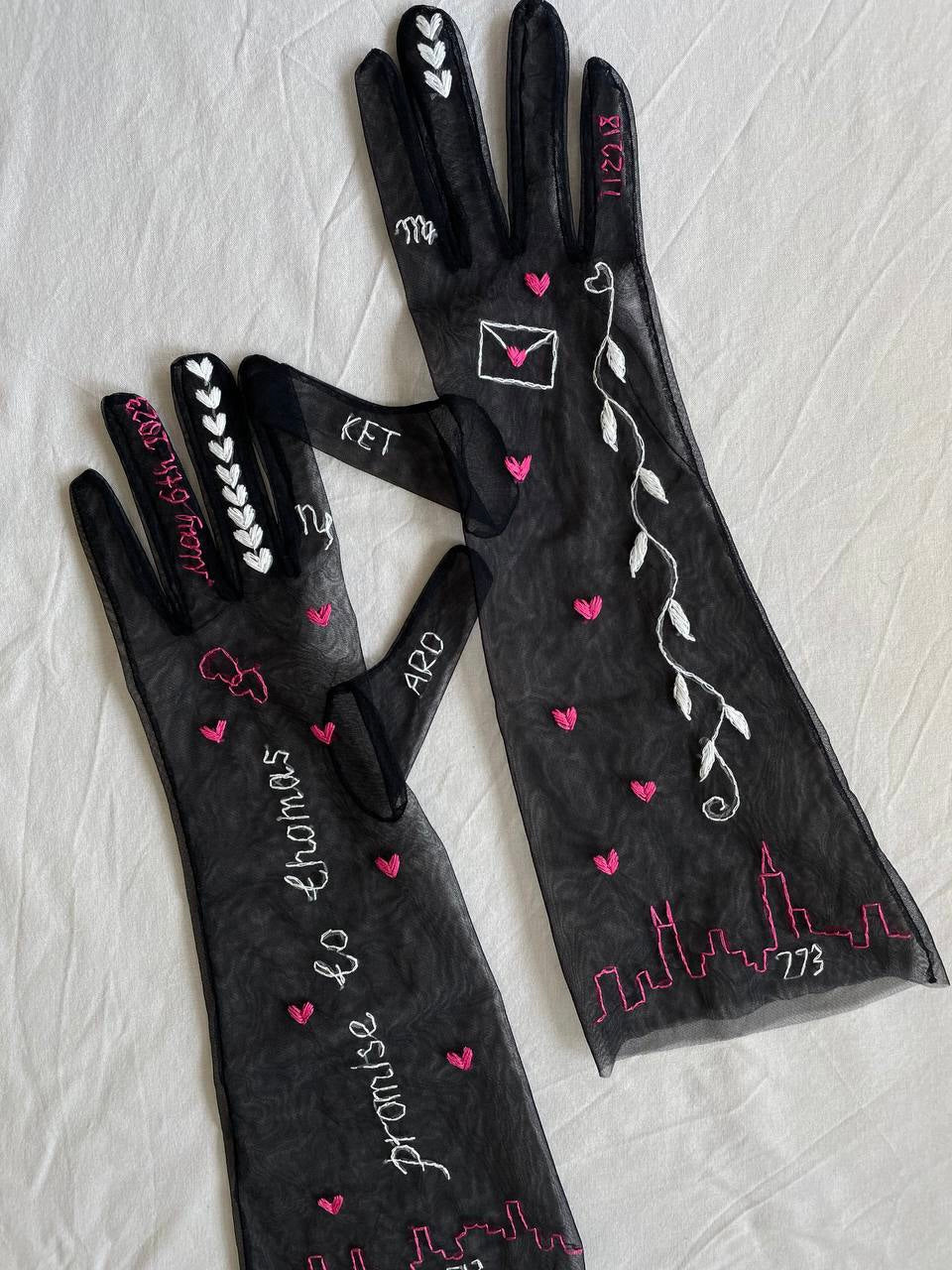 Tarot Print Tulle Gloves, Fashion Gloves