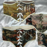 Vintage Tapestry Lace-up Corset Belt, "Forest Sunlight" pattern