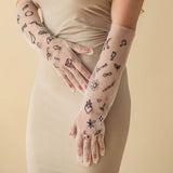 "Tattoo" Long Tulle Gloves - Stashe
